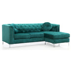 Divano in velluto trapuntato con chaise longue per salotto moderno