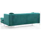 Divano in velluto trapuntato con chaise longue per salotto moderno