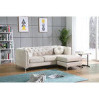 Divano in velluto trapuntato con chaise longue per salotto moderno