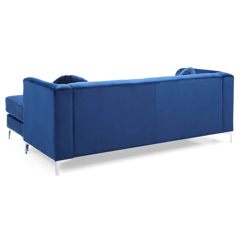 Divano in velluto trapuntato con chaise longue per salotto moderno