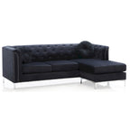 Divano in velluto trapuntato con chaise longue per salotto moderno