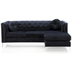 Divano in velluto trapuntato con chaise longue per salotto moderno