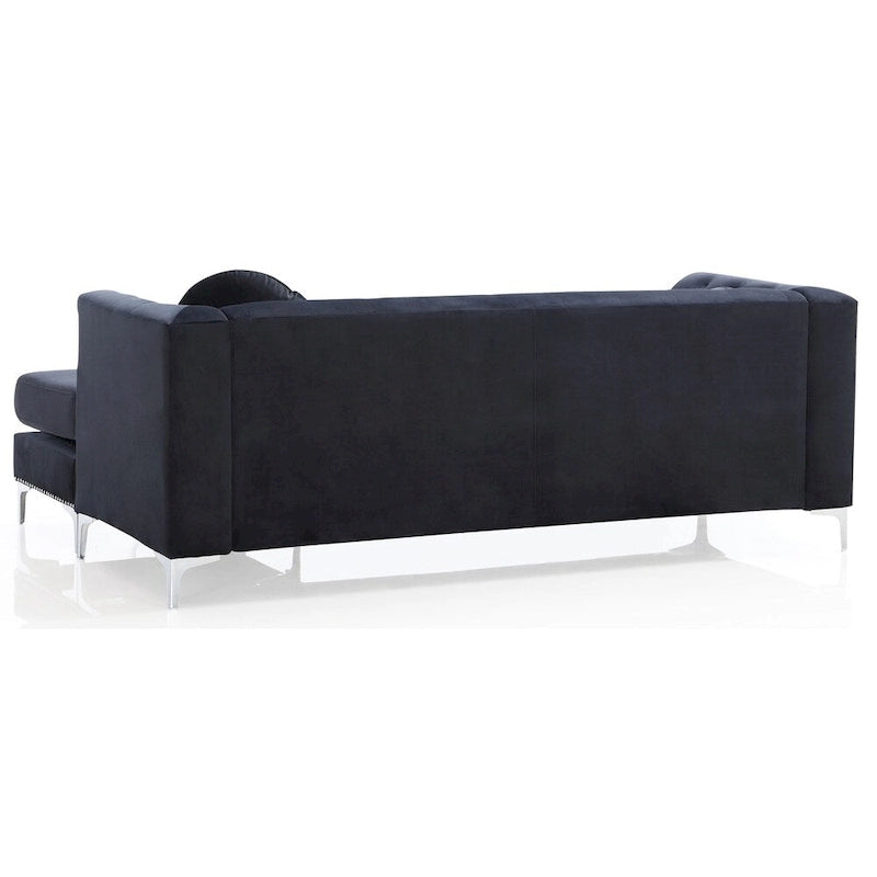 Divano in velluto trapuntato con chaise longue per salotto moderno