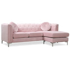 Divano in velluto trapuntato con chaise longue per salotto moderno