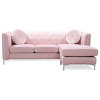 Divano in velluto trapuntato con chaise longue per salotto moderno