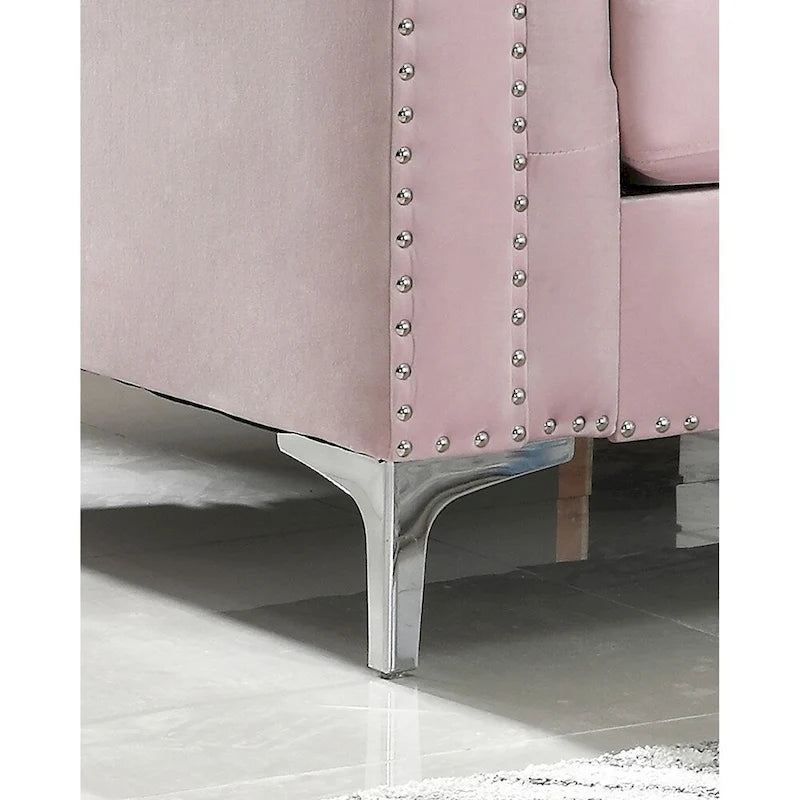 Divano in velluto trapuntato con chaise longue per salotto moderno