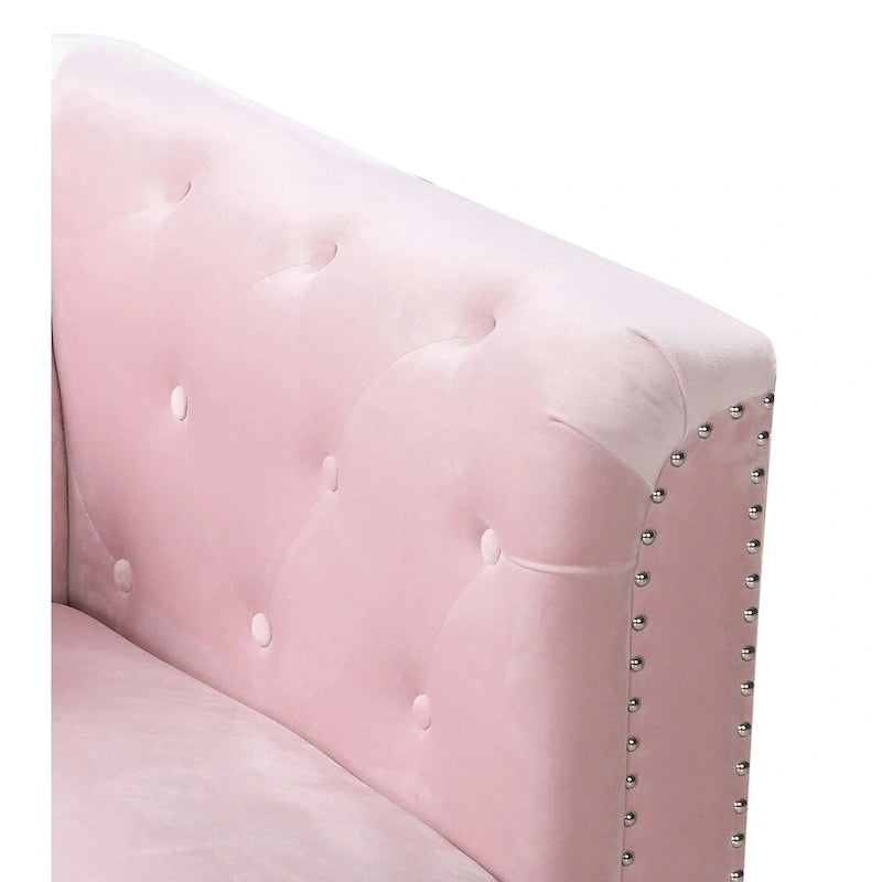 Divano in velluto trapuntato con chaise longue per salotto moderno