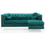 Divano in velluto trapuntato con chaise longue per salotto moderno