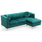 Divano in velluto trapuntato con chaise longue per salotto moderno