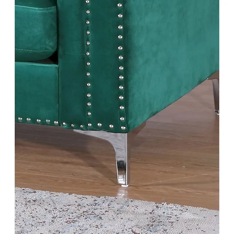 Divano in velluto trapuntato con chaise longue per salotto moderno