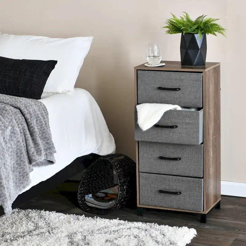 Cassettiera a torre a 4 cassetti per vestiti e contenitori da camera da letto