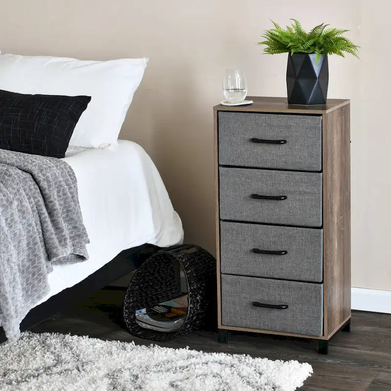 Cassettiera a torre a 4 cassetti per vestiti e contenitori da camera da letto
