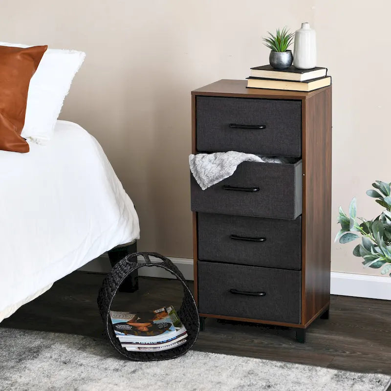 Cassettiera a torre a 4 cassetti per vestiti e contenitori da camera da letto