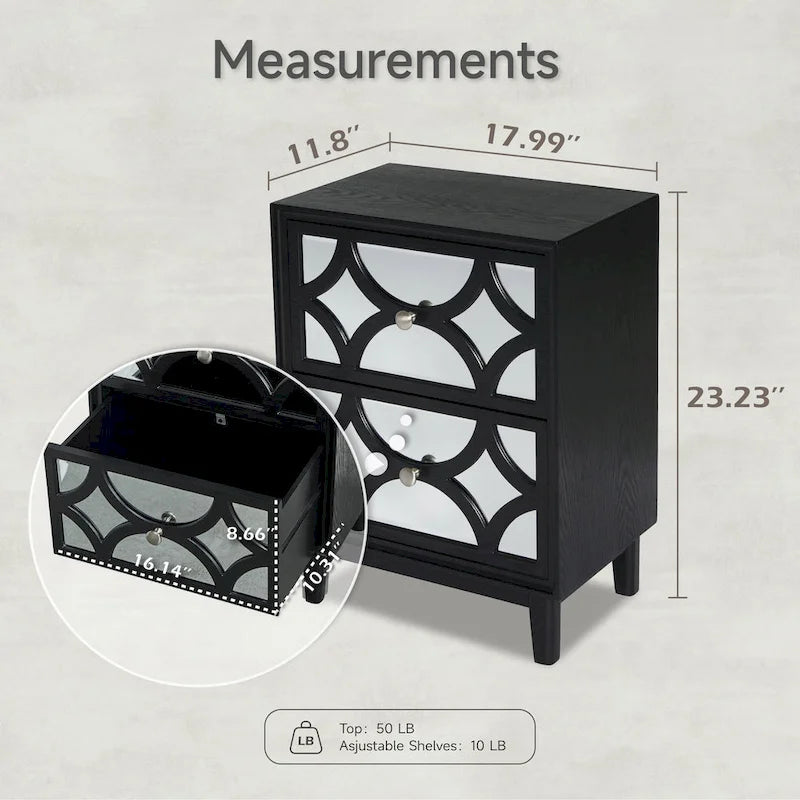 COZAYH Contemporary Mirror Front Nightstand