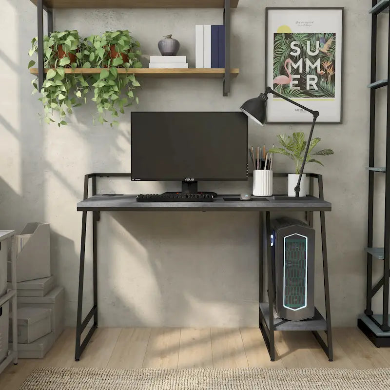 Scrivania Industriale in Acciaio da 49 Pollici con Porte USB per l'Ufficio Domestico