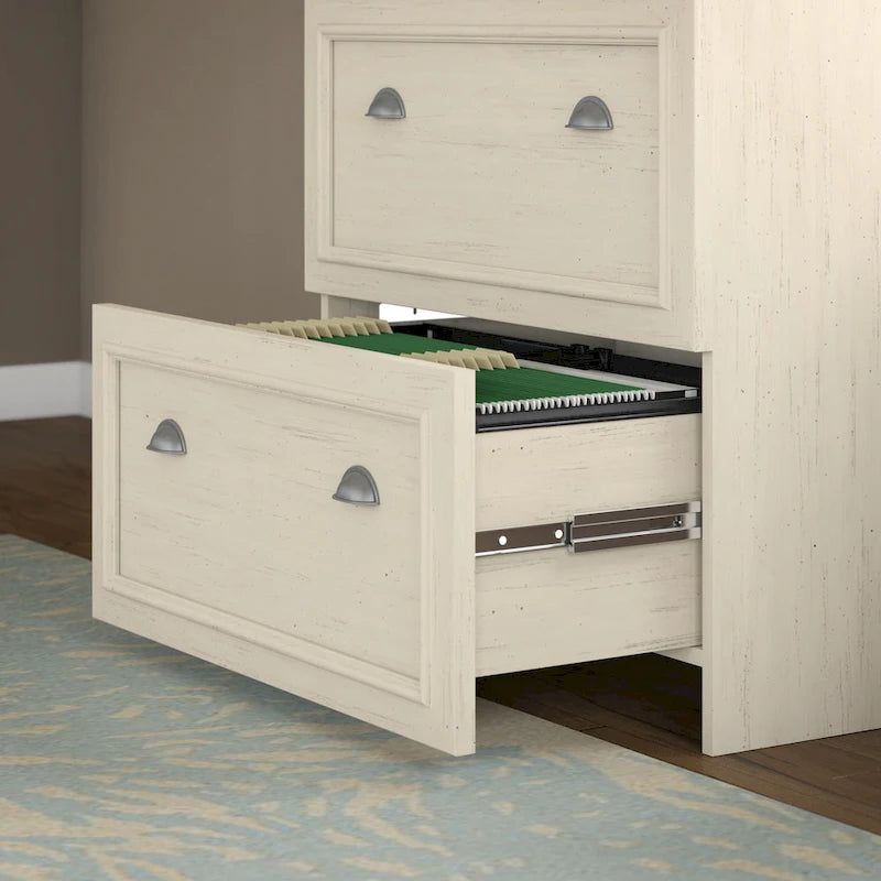 Scrivania a L per ufficio domestico con credenza e schedario