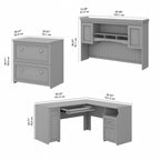 Scrivania a L per ufficio domestico con credenza e schedario