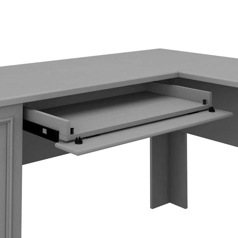 Scrivania a L per ufficio domestico con credenza e schedario
