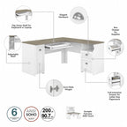 Scrivania a L per ufficio domestico con credenza e schedario