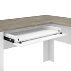 Scrivania a L per ufficio domestico con credenza e schedario