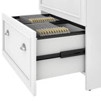 Scrivania a L per ufficio domestico con credenza e schedario