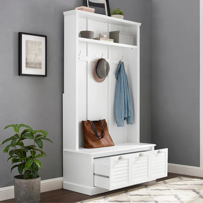 Panca appendiabiti da ingresso con ganci appendiabiti e contenitore, 42,5" L x 18" P x 74" H