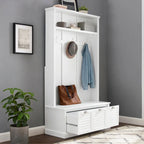 Panca appendiabiti da ingresso con ganci appendiabiti e contenitore, 42,5" L x 18" P x 74" H