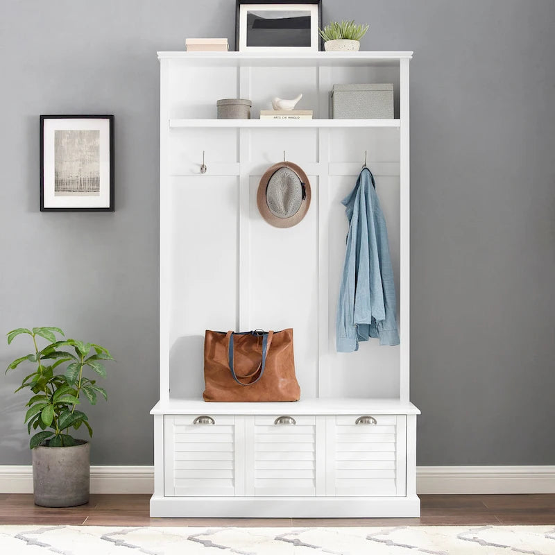 Panca appendiabiti da ingresso con ganci appendiabiti e contenitore, 42,5" L x 18" P x 74" H