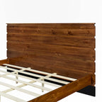 Letto matrimoniale king-size con piattaforma in legno massiccio e testiera a sei pezzi