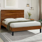 Letto matrimoniale king-size con piattaforma in legno massiccio e testiera a sei pezzi