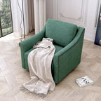 Poltrona girevole a 360 gradi, Tessuto in lino-cotone grigio, Base in metallo nero