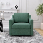 Poltrona girevole a 360 gradi, Tessuto in lino-cotone grigio, Base in metallo nero