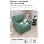 Poltrona girevole a 360 gradi, Tessuto in lino-cotone grigio, Base in metallo nero