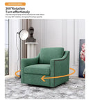 Poltrona girevole a 360 gradi, Tessuto in lino-cotone grigio, Base in metallo nero