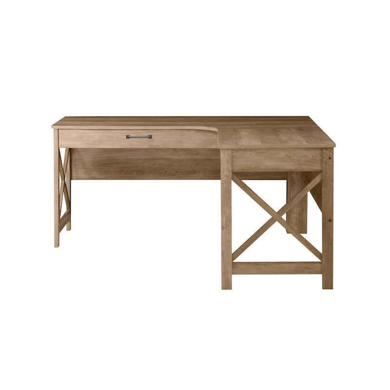 Scrivania a L in stile Modern Farmhouse con cassetto per Home Office