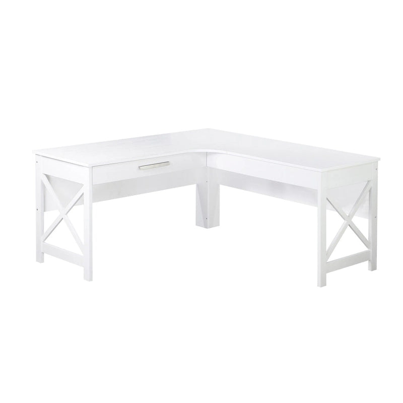 Scrivania a L in stile Modern Farmhouse con cassetto per Home Office