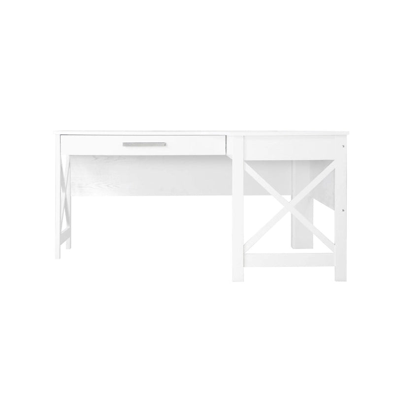 Scrivania a L in stile Modern Farmhouse con cassetto per Home Office