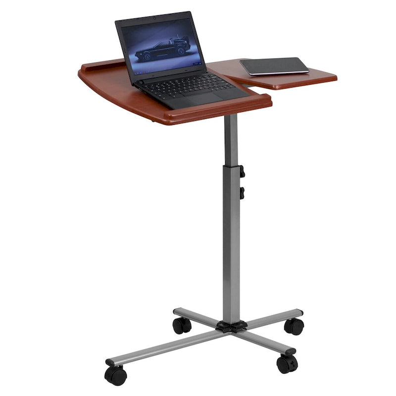 Tavolo per laptop regolabile in altezza e inclinazione con piano in ciliegio