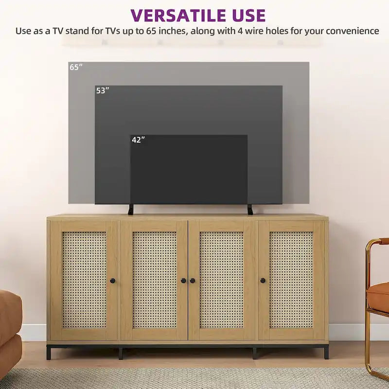 Credenza in legno a 4 ante larga 59 pollici con ripiani - 59 pollici