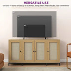 Credenza in legno a 4 ante larga 59 pollici con ripiani - 59 pollici