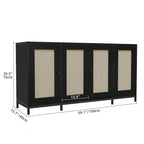 Credenza in legno a 4 ante larga 59 pollici con ripiani - 59 pollici