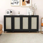 Credenza in legno a 4 ante larga 59 pollici con ripiani - 59 pollici