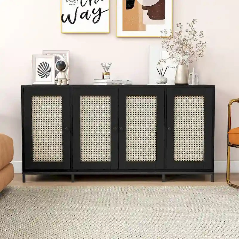 Credenza in legno a 4 ante larga 59 pollici con ripiani - 59 pollici