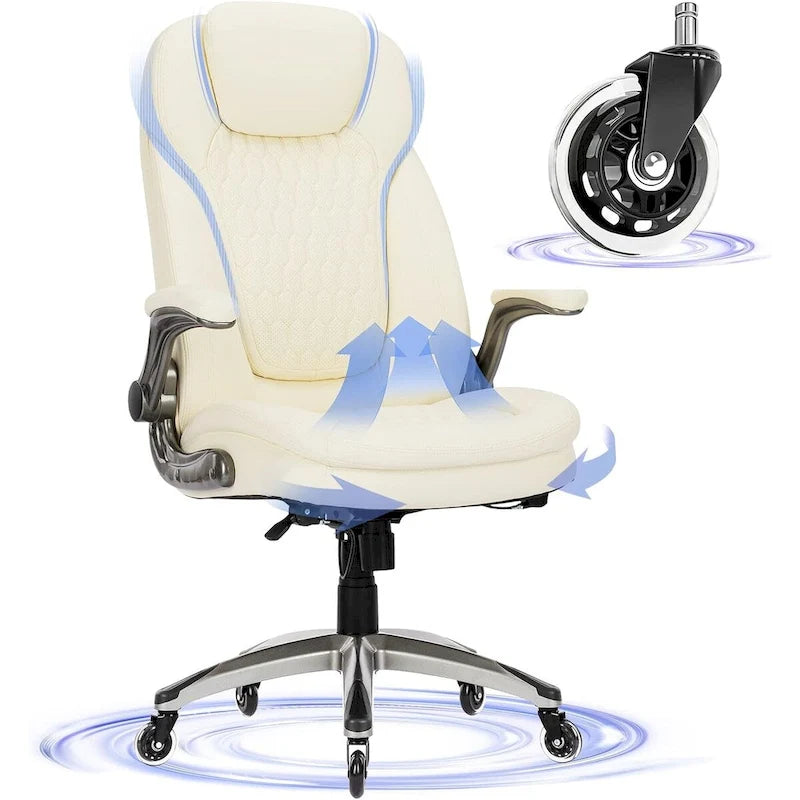 Sedia da ufficio direzionale ergonomica girevole con braccioli imbottiti ribaltabili, blocco reclinabile regolabile per studio e lavoro adulti
