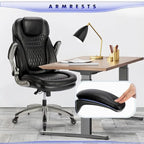Sedia da ufficio direzionale ergonomica girevole con braccioli imbottiti ribaltabili, blocco reclinabile regolabile per studio e lavoro adulti