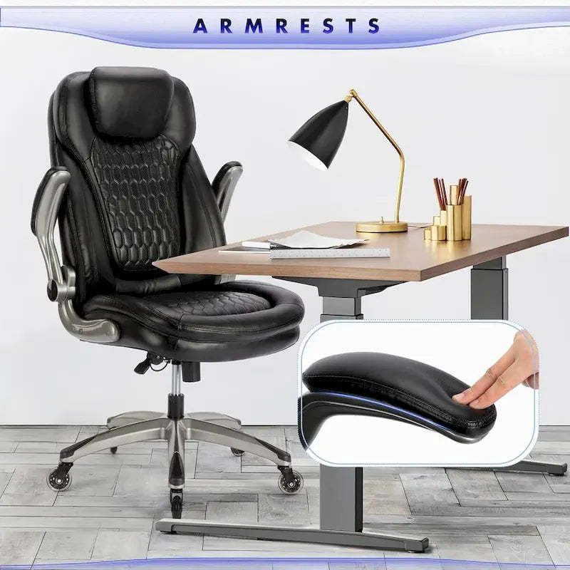Sedia da ufficio direzionale ergonomica girevole con braccioli imbottiti ribaltabili, blocco reclinabile regolabile per studio e lavoro adulti