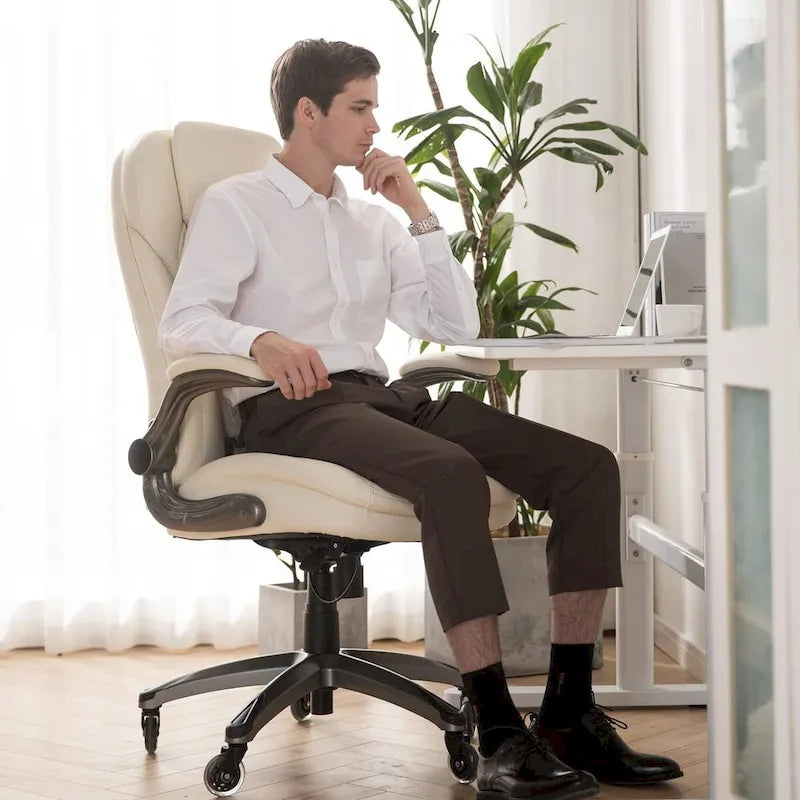 Sedia da ufficio direzionale ergonomica girevole con braccioli imbottiti ribaltabili, blocco reclinabile regolabile per studio e lavoro adulti