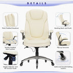 Sedia da ufficio direzionale ergonomica girevole con braccioli imbottiti ribaltabili, blocco reclinabile regolabile per studio e lavoro adulti