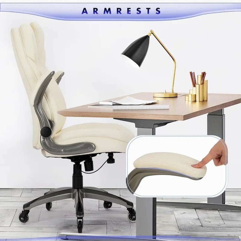 Sedia da ufficio direzionale ergonomica girevole con braccioli imbottiti ribaltabili, blocco reclinabile regolabile per studio e lavoro adulti