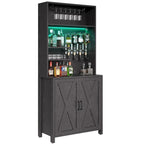 Mobile bar alto con luci LED, dispenser per liquori, portabottiglie e portabicchieri